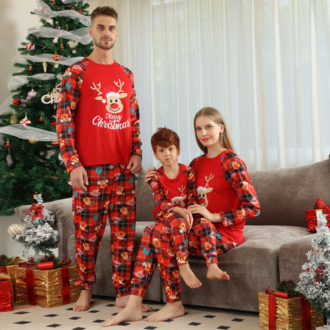 European And American Long Sleeve Home Wear Printed Plaid Christmas Suit European And American Long Sleeve Home Wear Printed Plaid Christmas Suit