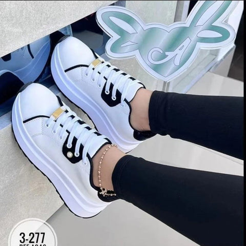 Women's Platform Shoes Lace-up White Shoes Women's Platform Shoes Lace-up White Shoes