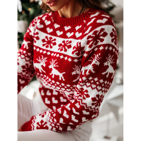 Christmas Elk Long Sleeve Knitted Sweater Christmas Elk Long Sleeve Knitted Sweater