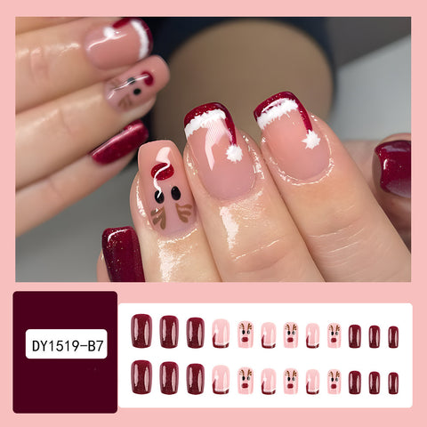 24pcs Christmas False Nails Hat Striped Snowflake Nail Art Stickers For Parties Dances Or Holiday Wear 24pcs Christmas False Nails Hat Striped Snowflake Nail Art Stickers For Parties Dances Or Holiday Wear