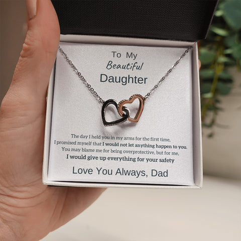 Double Heart Necklace Personalized Design Two-color Peach Double Heart Necklace Personalized Design Two-color Peach