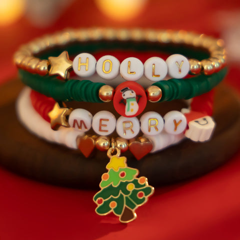 Christmas Polymer Clay Color Bracelet Suit Christmas Polymer Clay Color Bracelet Suit