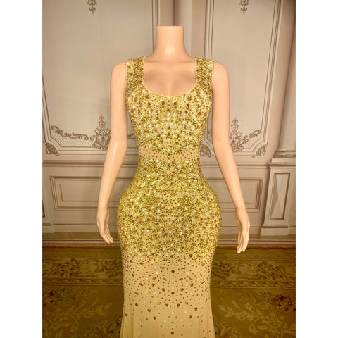 Golden Glamour - Handmade Crystal Dress Golden Glamour - Handmade Crystal Dress
