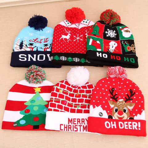 LED Christmas Hat Sweater Knitted Beanie Christmas Light Up Knitted Hat Christmas Gift Kids Xmas New Year Decorations LED Christmas Hat Sweater Knitted Beanie Christmas Light Up Knitted Hat Christmas Gift Kids Xmas New Year Decorations