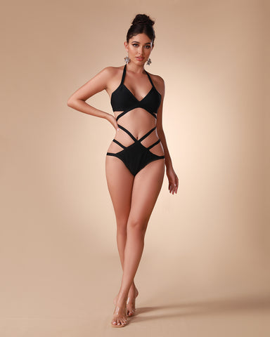 Sleek Seduction - Black Bandage One-Piece, High Waist Cut-Out Swimwear 2023 Sleek Seduction - Black Bandage One-Piece, High Waist Cut-Out Swimwear 2023