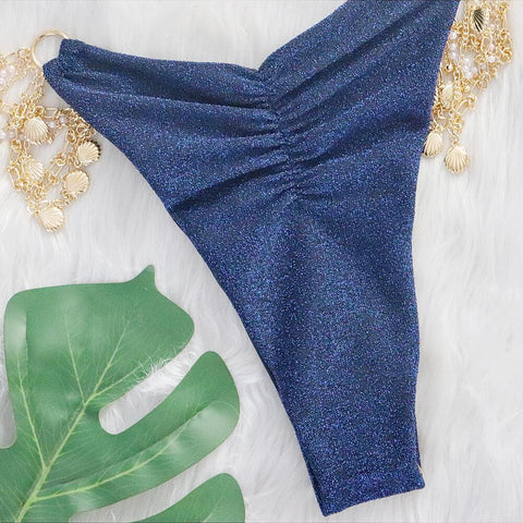 Glamour Shell - Sparkling Metal Two-Piece Bikini Set with Scrunch Butt Glamour Shell - Sparkling Metal Two-Piece Bikini Set with Scrunch Butt