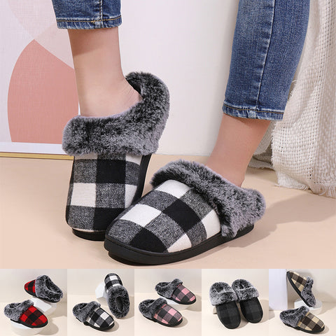 Winter Warm Plaid Plush Slippers Home Indoor Non-slip Bedroom Floor Soft Fuzzy Slipper For Couple Fashion Solid House Shoes Winter Warm Plaid Plush Slippers Home Indoor Non-slip Bedroom Floor Soft Fuzzy Slipper For Couple Fashion Solid House Shoes