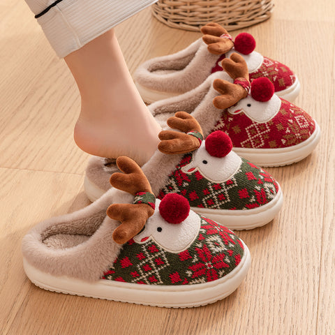 Cute Christmas Elk Plush Slippers Winter Ins Fashion Non-slip Floor Bedroom Home Slippers For Women Fuzzy House Shoes Cute Christmas Elk Plush Slippers Winter Ins Fashion Non-slip Floor Bedroom Home Slippers For Women Fuzzy House Shoes