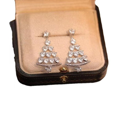 Women's High-quality Silver Needle Christmas Tree Earrings Women's High-quality Silver Needle Christmas Tree Earrings