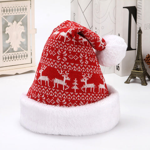 Snowflake Deer Knitted Wool Flannel Christmas Hat Snowflake Deer Knitted Wool Flannel Christmas Hat