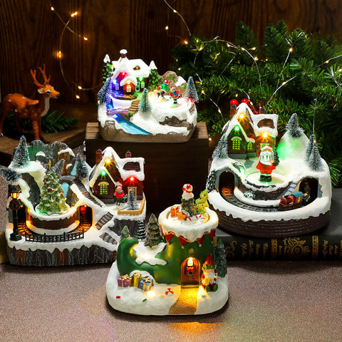 Christmas Rotating Resin Luminous Music Box Ornaments Christmas Rotating Resin Luminous Music Box Ornaments