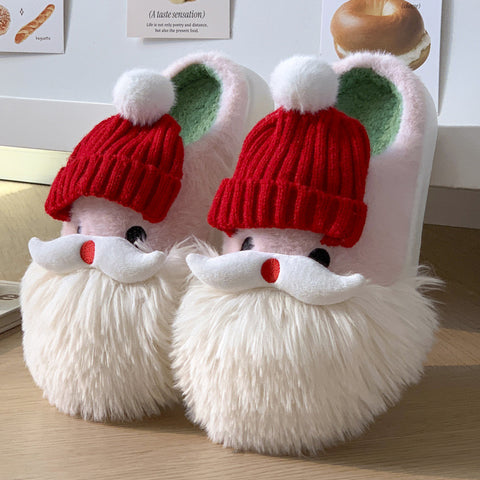 Cute Christmas Santa Claus Home Slippers Winter Warm Indoor Non-slip Floor Plush Shoes For Women Cute Christmas Santa Claus Home Slippers Winter Warm Indoor Non-slip Floor Plush Shoes For Women