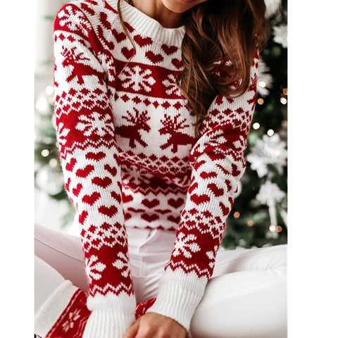 Christmas Elk Long Sleeve Knitted Sweater Christmas Elk Long Sleeve Knitted Sweater
