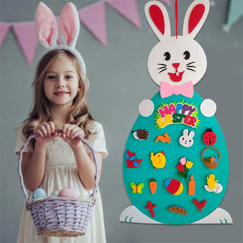 Easter Kids DIY Felt Bunny Pendants Toy with Detachable Alphabet Easter Ornament Kids Easter Gift for Home Door Wall Decoration Easter Kids DIY Felt Bunny Pendants Toy with Detachable Alphabet Easter Ornament Kids Easter Gift for Home Door Wall Decoration