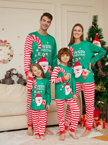 Cartoon Santa Claus Letter Printing Parent-child Christmas Pajamas Home Wear Suit Cartoon Santa Claus Letter Printing Parent-child Christmas Pajamas Home Wear Suit