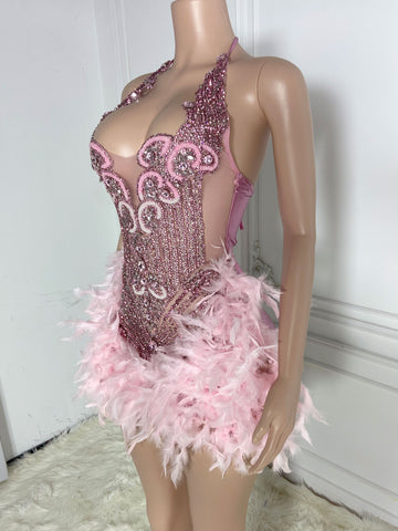 Sultry Glam - Black Girl Short Prom Dresses with Pink Halter Sultry Glam - Black Girl Short Prom Dresses with Pink Halter