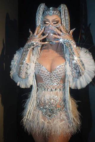 Ghoulish Glamour - Halloween Stage Wear with Nude Rhinestones and Sequins Ghoulish Glamour - Halloween Stage Wear with Nude Rhinestones and Sequins