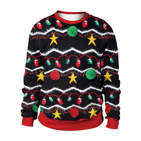 Men And Women Digital Printing Christmas Round Neck Sweater Tops Men And Women Digital Printing Christmas Round Neck Sweater Tops