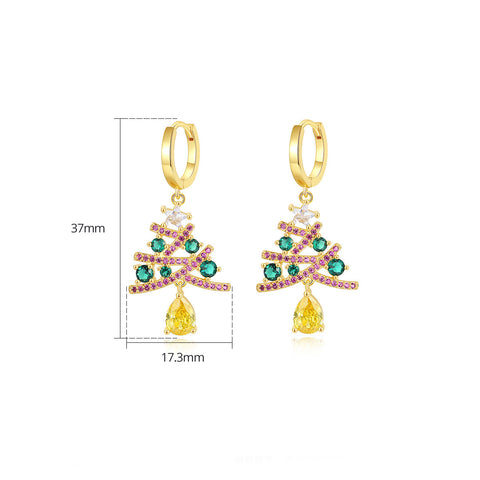 New Christmas Tree Earrings With Colorful Rhinestones Fashion Personality Shining Earrings Gift For Women Jewelry New Christmas Tree Earrings With Colorful Rhinestones Fashion Personality Shining Earrings Gift For Women Jewelry