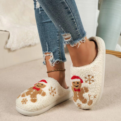 Christmas Snowflake Gingerbread Slippers Winter Indoor Non-slip Floor Bedroom Fuzzy House Shoes For Women Home Slippers Christmas Snowflake Gingerbread Slippers Winter Indoor Non-slip Floor Bedroom Fuzzy House Shoes For Women Home Slippers