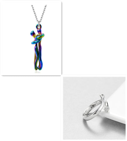 Love Hug Necklace Unisex Men Women Couple Jewelry Simple Temperament Clavicle Chain Valentines Day Lover Gift Love Hug Necklace Unisex Men Women Couple Jewelry Simple Temperament Clavicle Chain Valentines Day Lover Gift