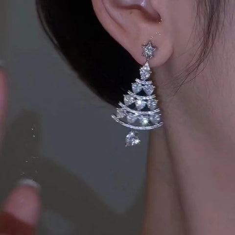 Women's High-quality Silver Needle Christmas Tree Earrings Women's High-quality Silver Needle Christmas Tree Earrings