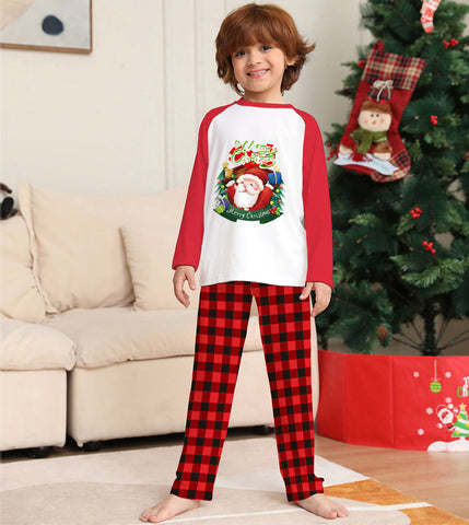 Christmas Parent-Child Clothes Set Long Sleeve T-Shirt Plaid Pants Family Matching Pajamas Christmas Parent-Child Clothes Set Long Sleeve T-Shirt Plaid Pants Family Matching Pajamas