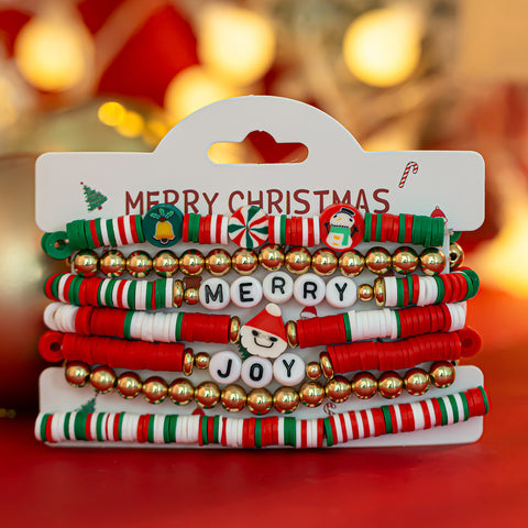 Christmas Polymer Clay Color Bracelet Suit Christmas Polymer Clay Color Bracelet Suit