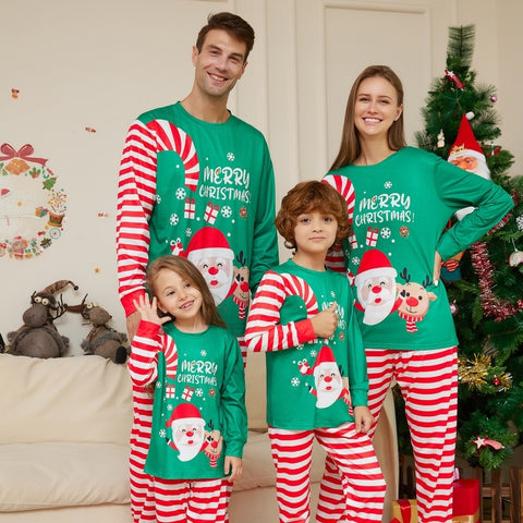 Cartoon Santa Claus Letter Printing Parent-child Christmas Pajamas Home Wear Suit Cartoon Santa Claus Letter Printing Parent-child Christmas Pajamas Home Wear Suit