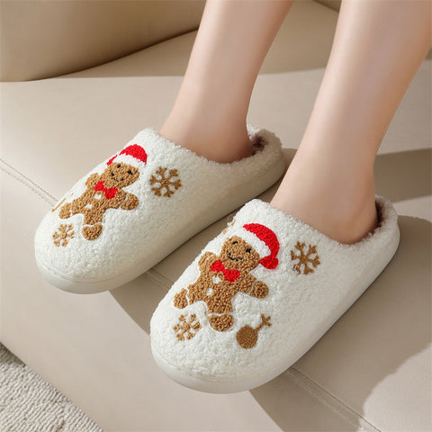 Christmas Snowflake Gingerbread Slippers Winter Indoor Non-slip Floor Bedroom Fuzzy House Shoes For Women Home Slippers Christmas Snowflake Gingerbread Slippers Winter Indoor Non-slip Floor Bedroom Fuzzy House Shoes For Women Home Slippers
