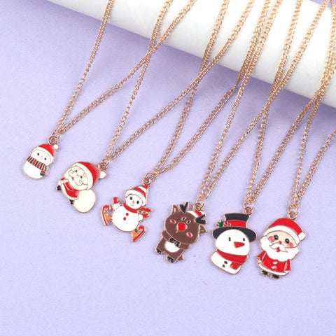 Christmas Necklace Cute Cartoon Santa Claus Snowman Elk Pendant Necklace Xmas New Year Festival Ear Jewelry Gifts Christmas Necklace Cute Cartoon Santa Claus Snowman Elk Pendant Necklace Xmas New Year Festival Ear Jewelry Gifts