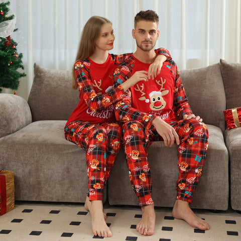 European And American Long Sleeve Home Wear Printed Plaid Christmas Suit European And American Long Sleeve Home Wear Printed Plaid Christmas Suit