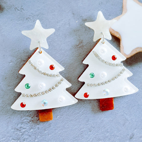 Sweet Christmas Tree Earrings With Rhinestones New Fashion Christmas Acrylic Earrings Women's Jewelry Sweet Christmas Tree Earrings With Rhinestones New Fashion Christmas Acrylic Earrings Women's Jewelry