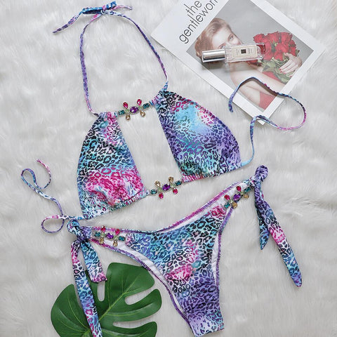 Savage Sparkle - Leopard Diamond Brazilian Scrunch Butt Bikini Set Sensation Savage Sparkle - Leopard Diamond Brazilian Scrunch Butt Bikini Set Sensation