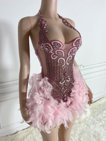 Sultry Glam - Black Girl Short Prom Dresses with Pink Halter Sultry Glam - Black Girl Short Prom Dresses with Pink Halter