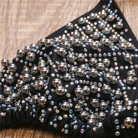 Diamond Swimsuit with Shiny Strappy Bandage Accents Diamond Swimsuit with Shiny Strappy Bandage Accents