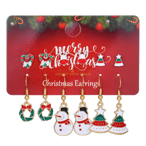 Christmas Stud Combination Suit Snowflake Elk Earrings Christmas Stud Combination Suit Snowflake Elk Earrings