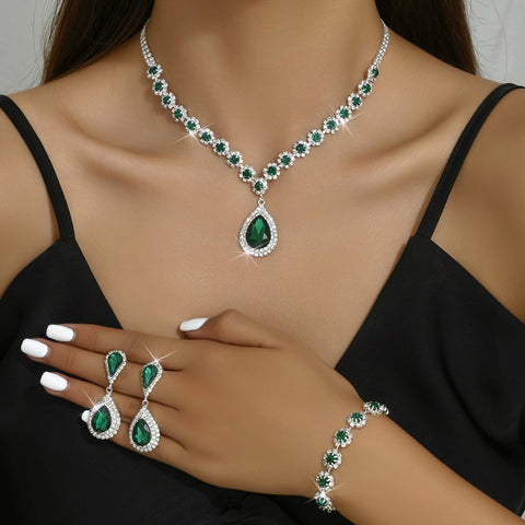 Fashion Jewelry Bridal Jewelry Suit Necklace Ear Stud Bracelet Three-piece Set Fashion Jewelry Bridal Jewelry Suit Necklace Ear Stud Bracelet Three-piece Set