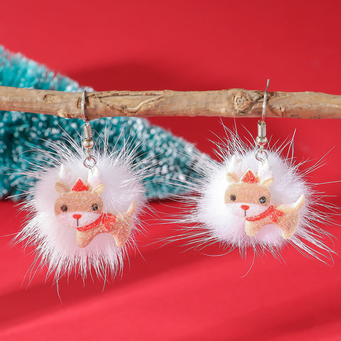 Winter Snowflake Hair Ball Earrings Ins Cute Christmas Elk Santa Claus Stock Element Earrings Women Jewelry Winter Snowflake Hair Ball Earrings Ins Cute Christmas Elk Santa Claus Stock Element Earrings Women Jewelry