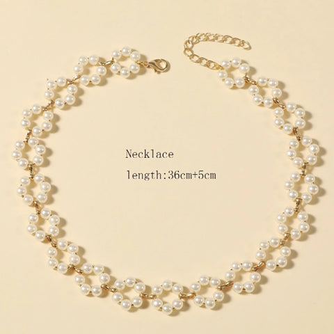 Ins Pearl Flowers Necklace Women's Clavicle Chain Jewelry Accessories Ins Pearl Flowers Necklace Women's Clavicle Chain Jewelry Accessories