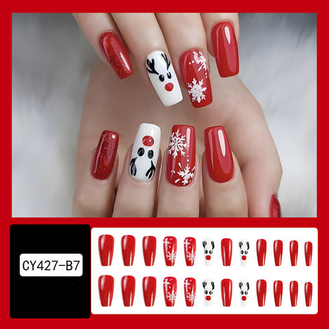 24pcs Christmas False Nails Hat Striped Snowflake Nail Art Stickers For Parties Dances Or Holiday Wear 24pcs Christmas False Nails Hat Striped Snowflake Nail Art Stickers For Parties Dances Or Holiday Wear