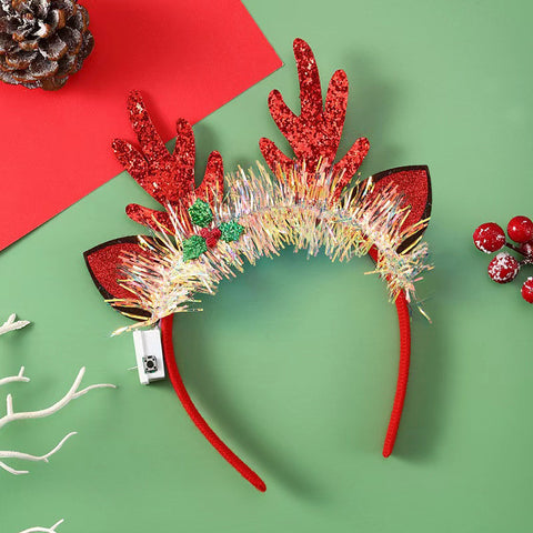Christmas Hair Band Glowing Headband Xmas Tree Snowflake Hair Band Deer Horn Light Flashing Headwear Merry Christmas Gift Christmas Hair Band Glowing Headband Xmas Tree Snowflake Hair Band Deer Horn Light Flashing Headwear Merry Christmas Gift