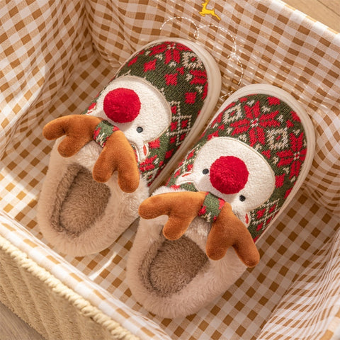 Cute Christmas Elk Plush Slippers Winter Ins Fashion Non-slip Floor Bedroom Home Slippers For Women Fuzzy House Shoes Cute Christmas Elk Plush Slippers Winter Ins Fashion Non-slip Floor Bedroom Home Slippers For Women Fuzzy House Shoes