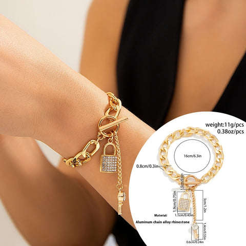 Thick Chain With Shiny Lock And Key Pendant Necklace For Women Trendy Ladies Accessories On The Neck Fashion Jewelry Female Thick Chain With Shiny Lock And Key Pendant Necklace For Women Trendy Ladies Accessories On The Neck Fashion Jewelry Female