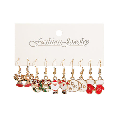 Christmas Stud Combination Suit Snowflake Elk Earrings Christmas Stud Combination Suit Snowflake Elk Earrings