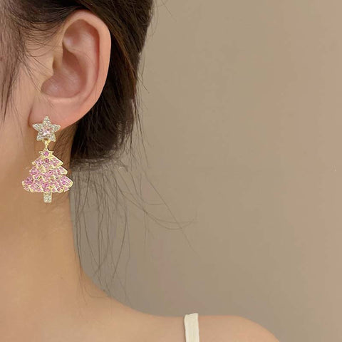 Micro-inlaid Christmas Tree Earrings Female Design Fashion Micro-inlaid Christmas Tree Earrings Female Design Fashion