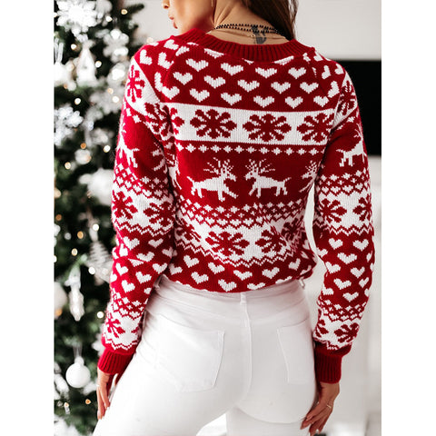 Christmas Elk Long Sleeve Knitted Sweater Christmas Elk Long Sleeve Knitted Sweater