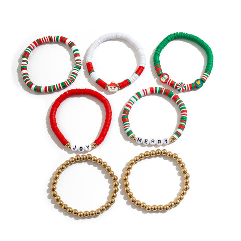Christmas Polymer Clay Color Bracelet Suit Christmas Polymer Clay Color Bracelet Suit