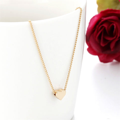 Simple Fashion Gold Color Double-sided Love Pendant Necklaces Clavicle Chains Necklace Women Jewelry Valentines Day Gift Simple Fashion Gold Color Double-sided Love Pendant Necklaces Clavicle Chains Necklace Women Jewelry Valentines Day Gift