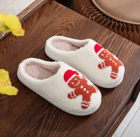 Christmas Gingerbread Cotton Slippers Winter Home Shoes Christmas Gingerbread Cotton Slippers Winter Home Shoes